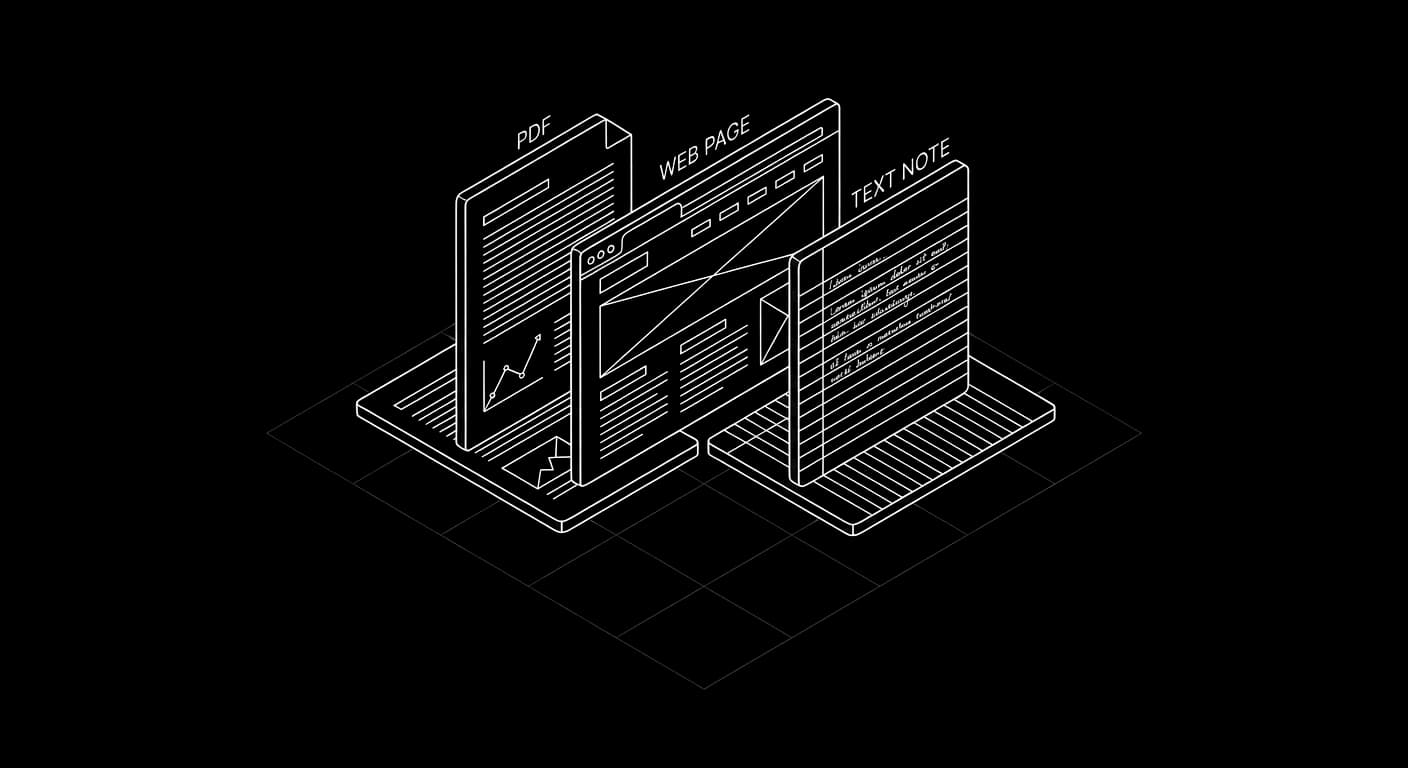 Isometric wireframe icon for Multiple Source Types