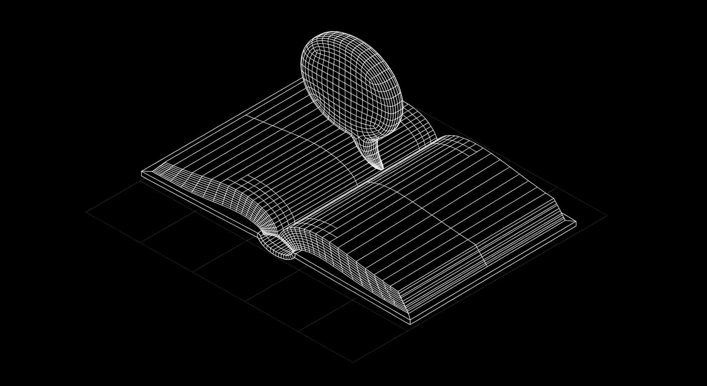 Isometric wireframe icon for Grounded Answers