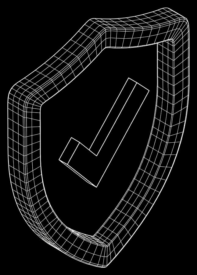 Isometric wireframe SOC 2 emblem