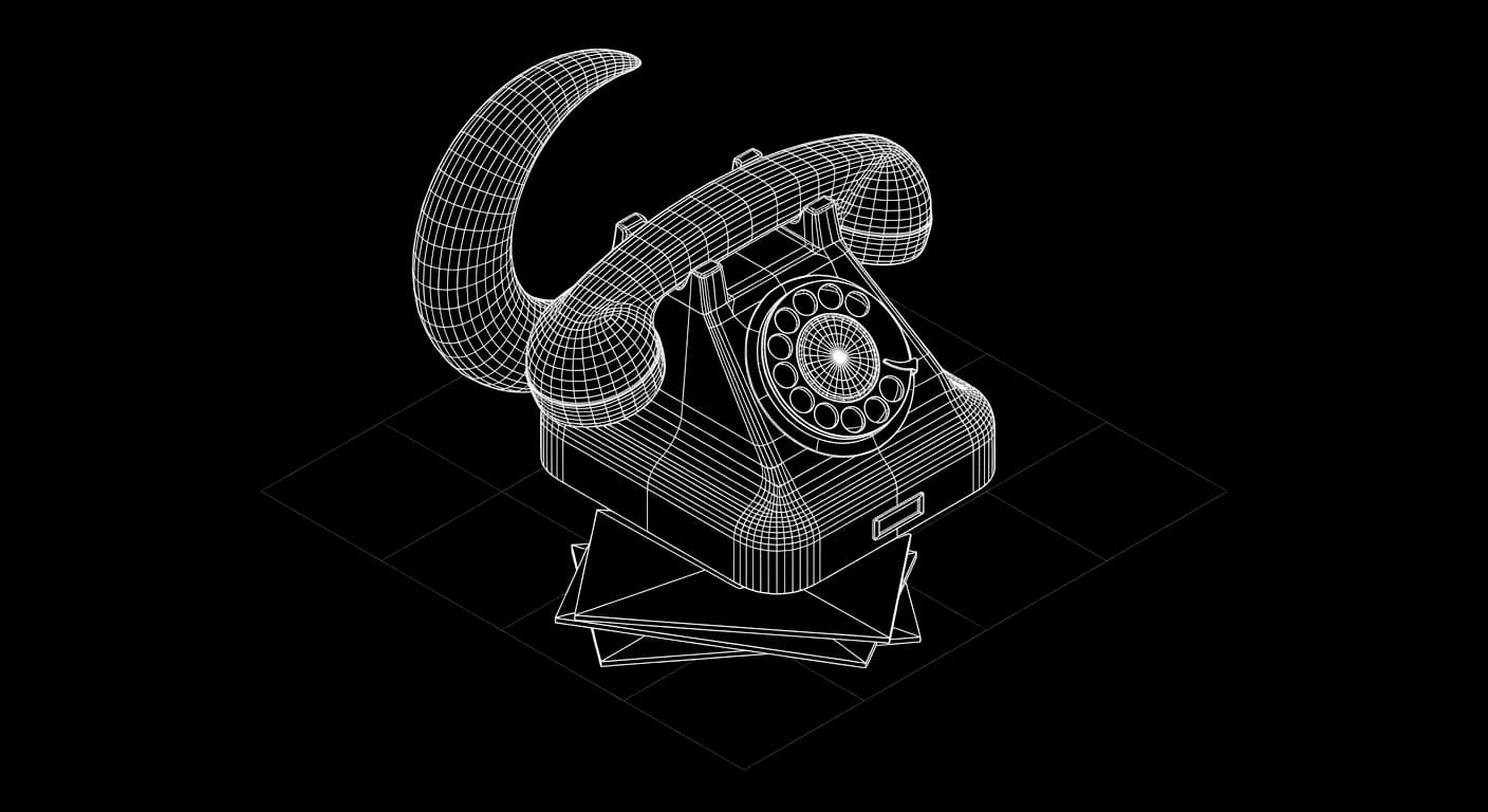 Isometric wireframe icon for Never miss a call