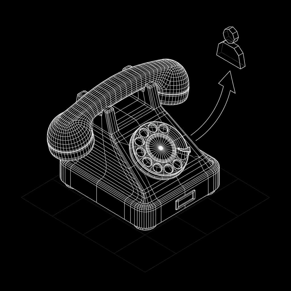 Isometric wireframe icon for Smart escalation