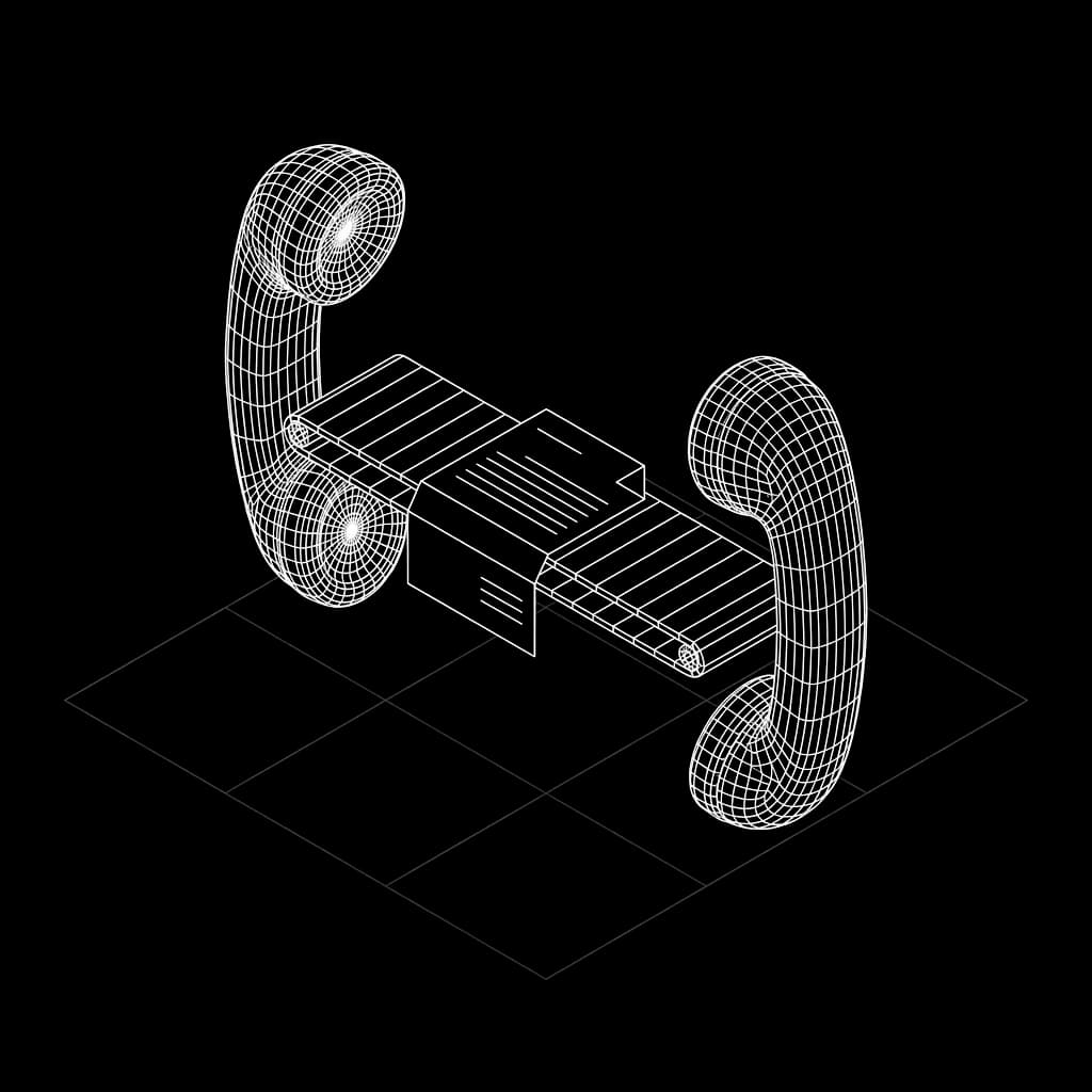 Isometric wireframe icon for Warm handoff