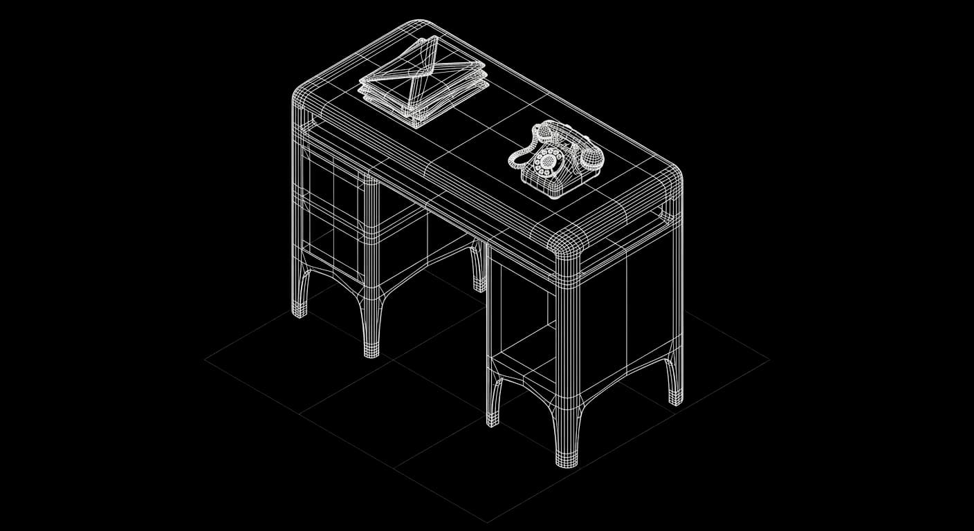 Isometric wireframe icon for Lead capture and messages